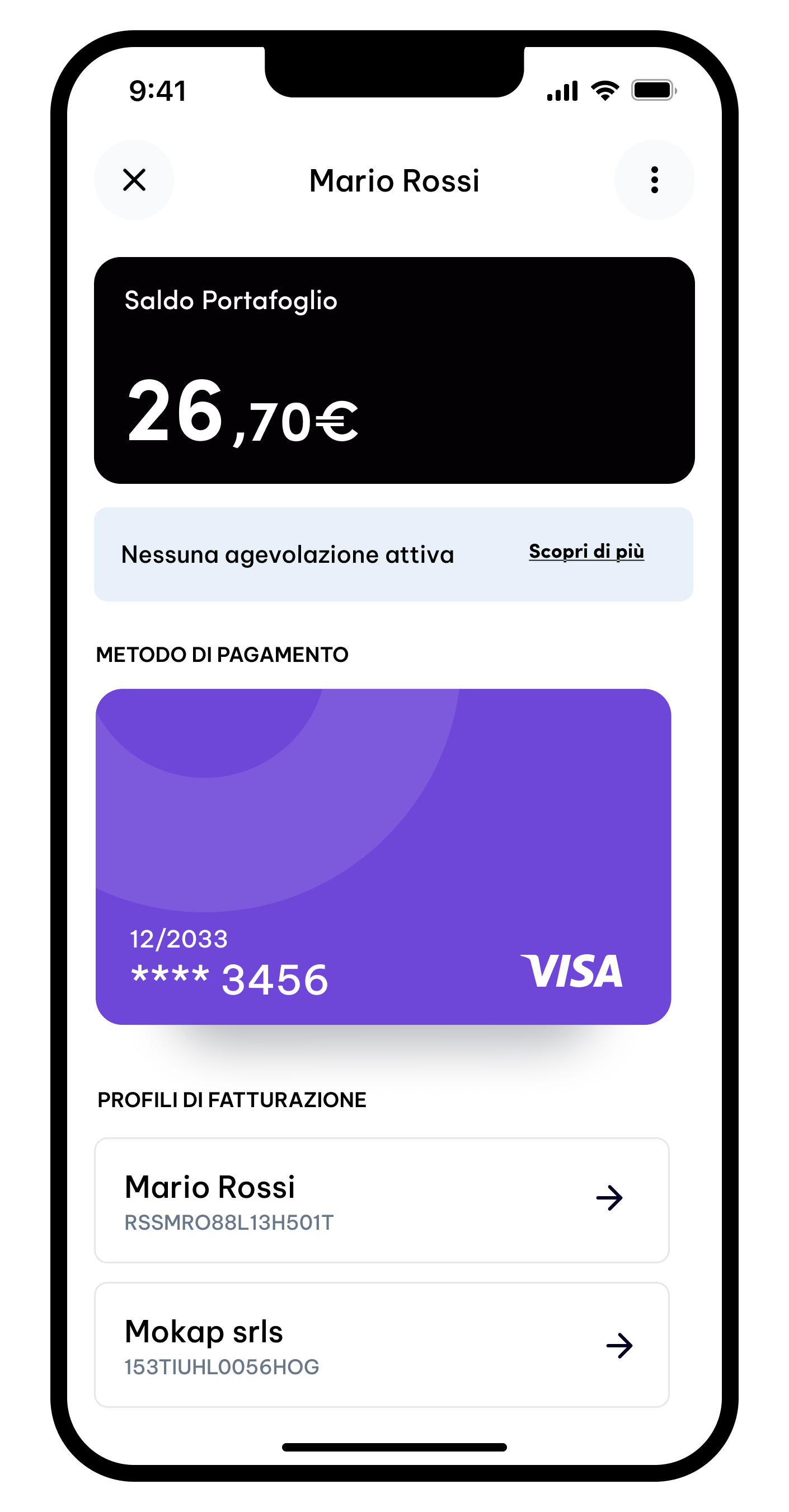 Ricarica wallet